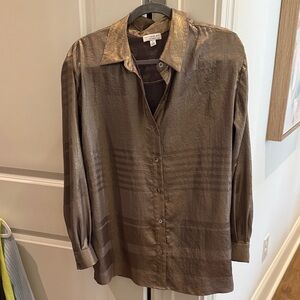 Current Air Metallic Button Down Shirt - Bronze